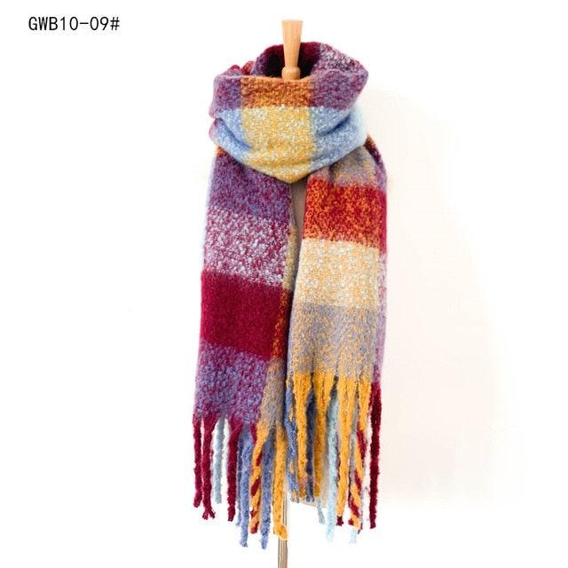 Cute Winter Scarf - Women's Luxury Brand Plaid Design Warm Thick Long Scarves (WH9)(F87)