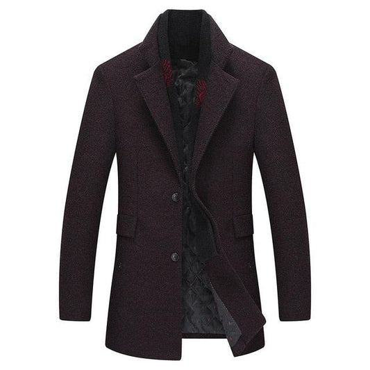 Winter Scarf Woolen Winter Coat - Men Casual Warm Removable Scarf Men's Coat (TM4)