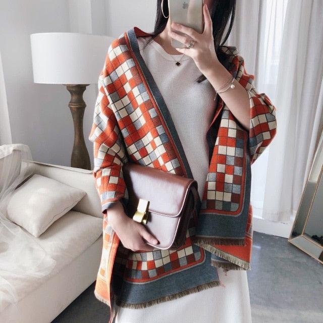 Gorgeous Trending Women Scarves - Plaid New Tassel Winter Long Scarf (WH9)(F87)