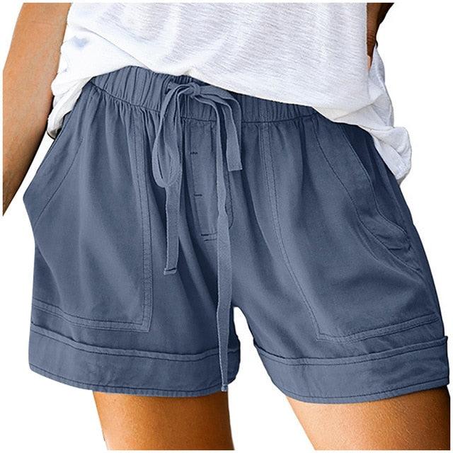 Hot Summer Women's Casual Shorts - Ladies Beach - Plus Size - High Waist Shorts (D32)(TBL2)