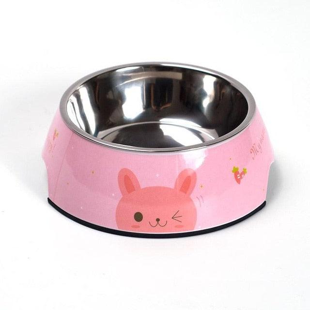 Stainless Steel Dog Bowl Food Double Melamine Pet Feeding (D71)(6W1)