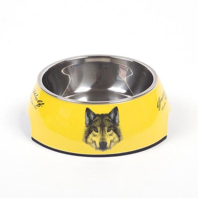 Stainless Steel Dog Bowl Food Double Melamine Pet Feeding (D71)(6W1)
