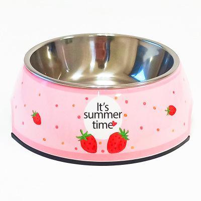 Stainless Steel Dog Bowl Food Double Melamine Pet Feeding (D71)(6W1)