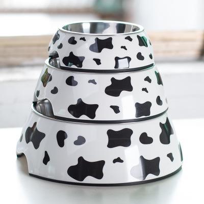 Stainless Steel Dog Bowl Food Double Melamine Pet Feeding (D71)(6W1)