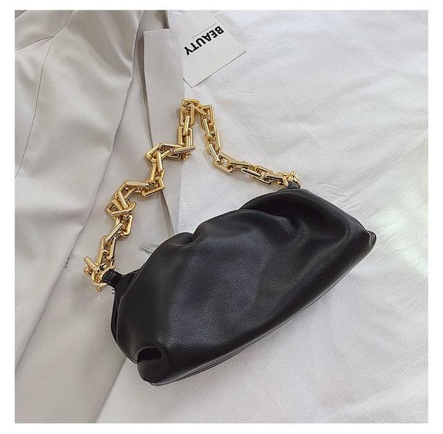 Gold Chain PU Leather Bag - Women's Summer Armpit Shoulder Handbags (WH2)(WH6)