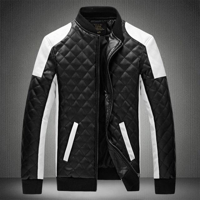 High Street Patchwork Men Leather Jackets - Casual Motorcycle Bike Outwear (TM3)