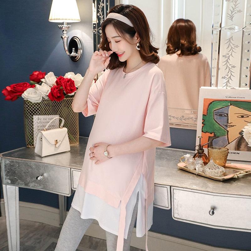 Maternity Summer Fashion Plus Size Loose Shirts - Pregnant Women Pregnancy Tops (Z1)