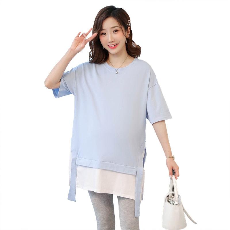 Maternity Summer Fashion Plus Size Loose Shirts - Pregnant Women Pregnancy Tops (Z1)