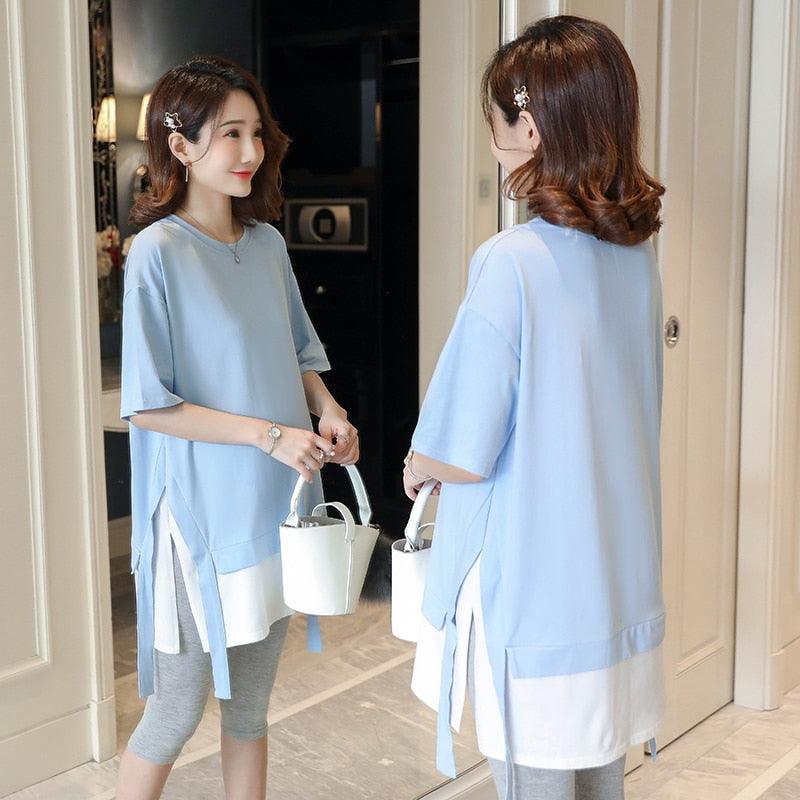 Maternity Summer Fashion Plus Size Loose Shirts - Pregnant Women Pregnancy Tops (Z1)