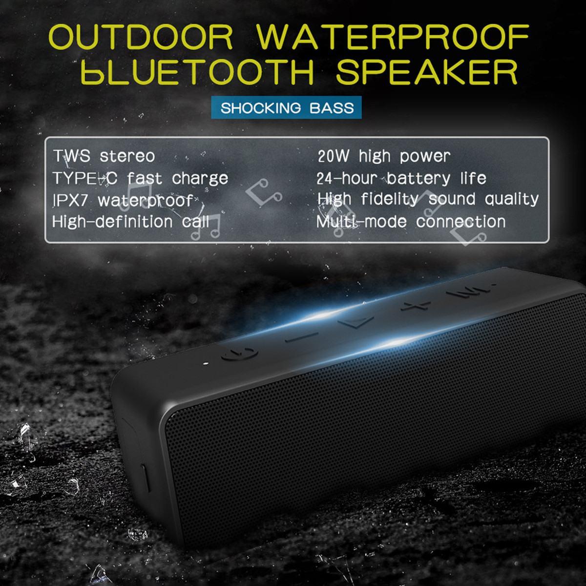 20W Portable bluetooth5.0 Wireless Speaker - Better Bass 24-Hour bluetooth Range IPX7 (HA3)(HA)(1U57)
