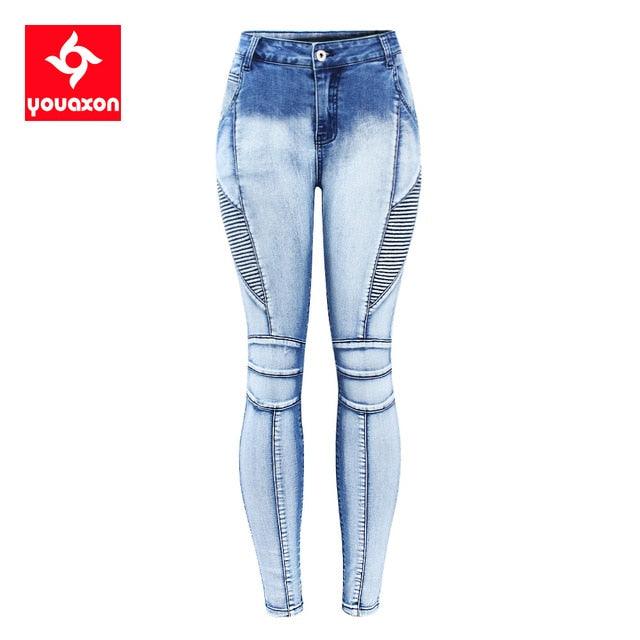 Great Zipper Skinny Jeans - Woman Pockets Slim Denim Pants (TB6)