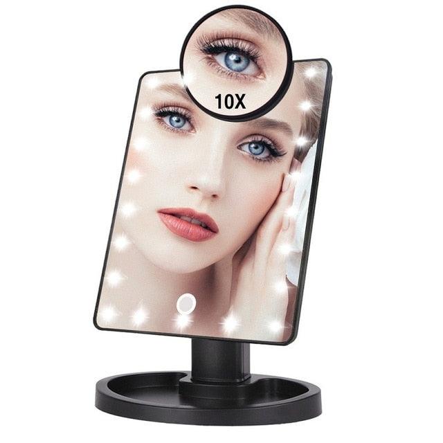 22 LED Lights Touch Screen Makeup Mirror 1X 10X Magnifying Vanity 16 Lights Bright Adjustable (M5)(1U86)