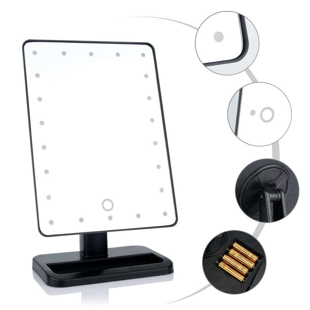 22 LED Lights Touch Screen Makeup Mirror Professional Vanity Mirror Beauty Adjustable Countertop 360 Rotating Desktop Mirror (M5)(1U86)