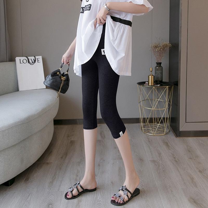 Super Cute Summer Thin Cotton Modal Maternity Legging - Low Waist Belly - Short Clothes for Pregnant Women - Pregnancy Capris (F6)(2Z7)