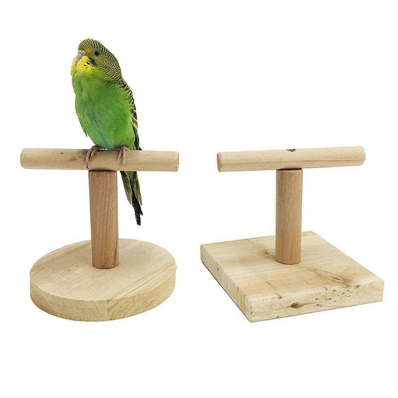 2Pcs Parrot Stand Toys - Bird Wooden Tabletop Perch Training Exercise Feet Claw Grinding Bite Chew Toy (7W4)(8W4)(F76)