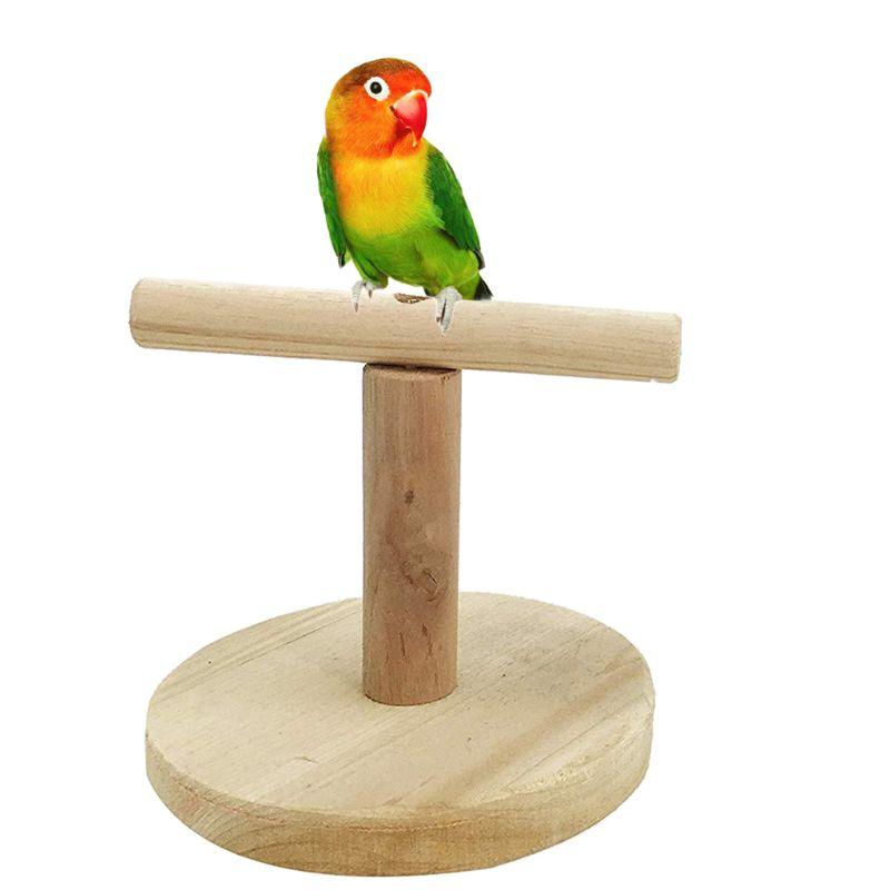 2Pcs Parrot Stand Toys - Bird Wooden Tabletop Perch Training Exercise Feet Claw Grinding Bite Chew Toy (7W4)(8W4)(F76)