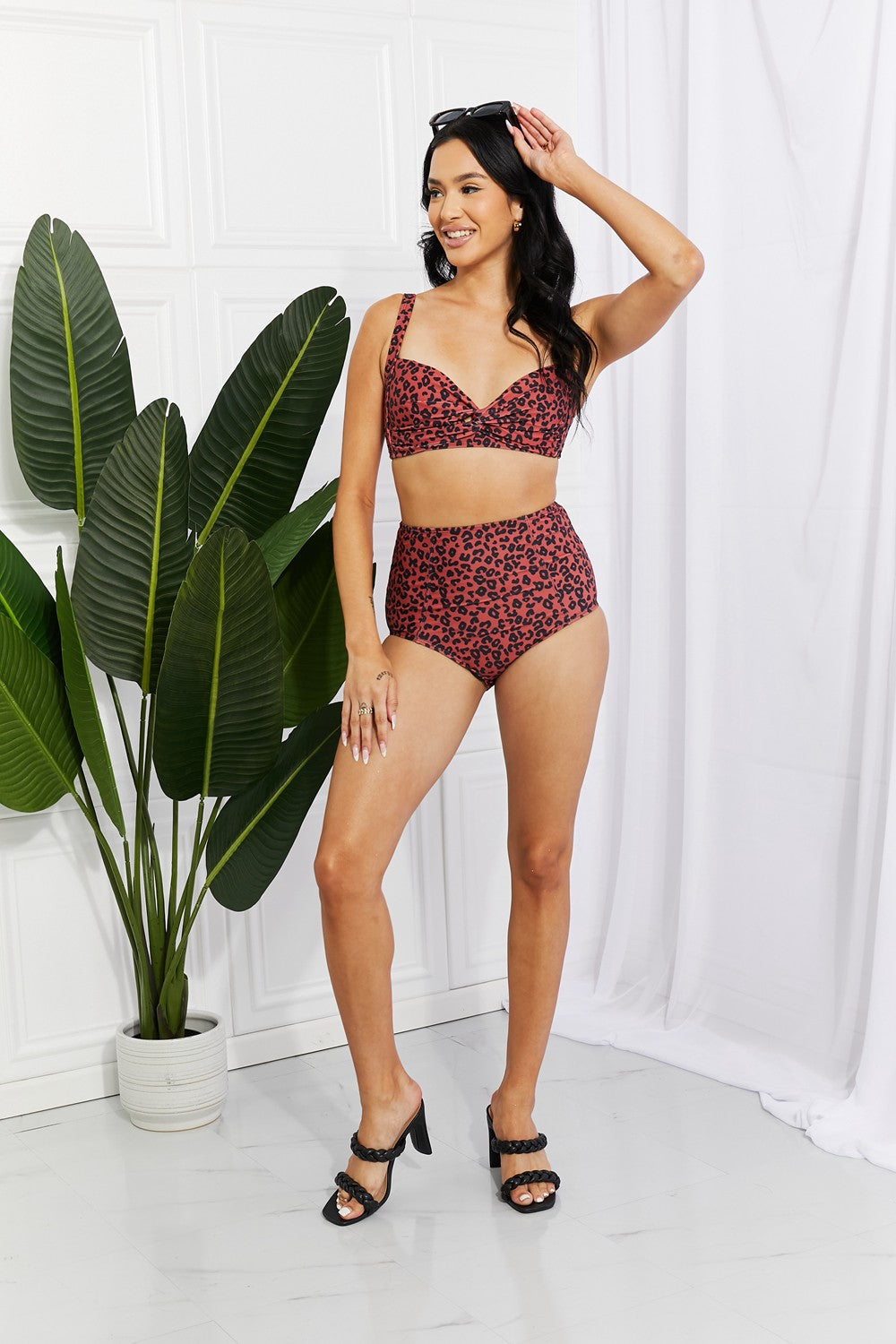 Marina West Swim Take A Dip Twist High-Rise Bikini in Ochre (TB9D) T