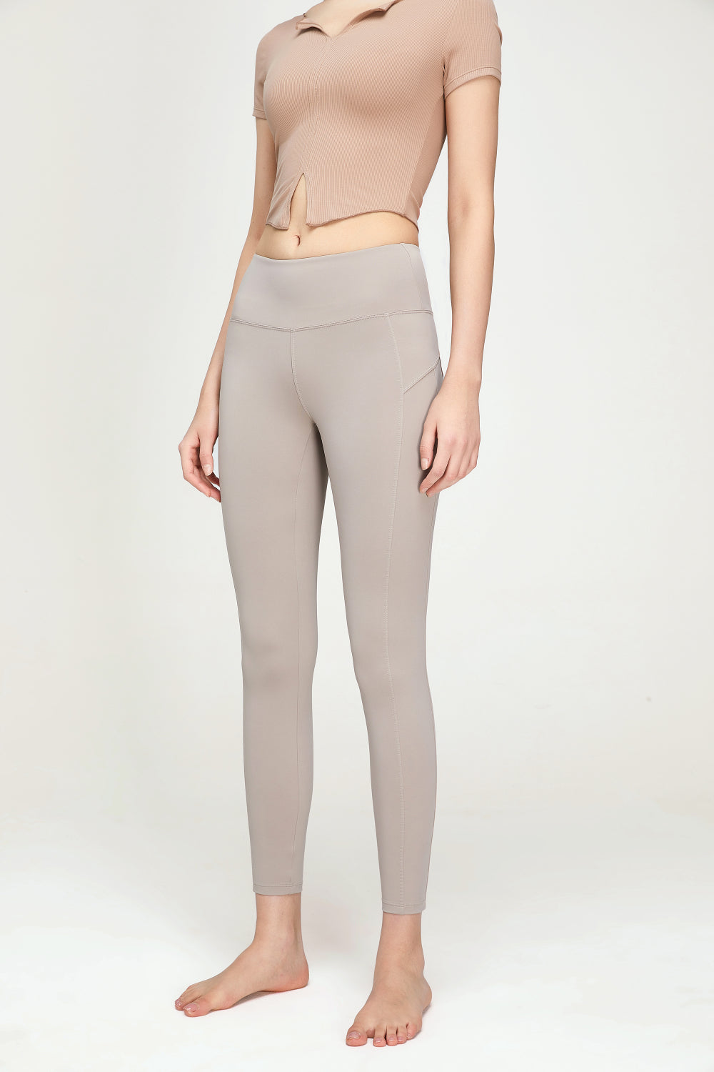 Seam Detail Wide Waistband Sports Leggings (TBL) T