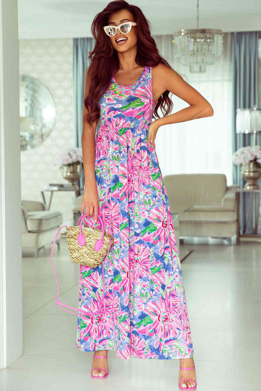Floral Round Neck Sleeveless Dress (BWMT) T - Deals DejaVu
