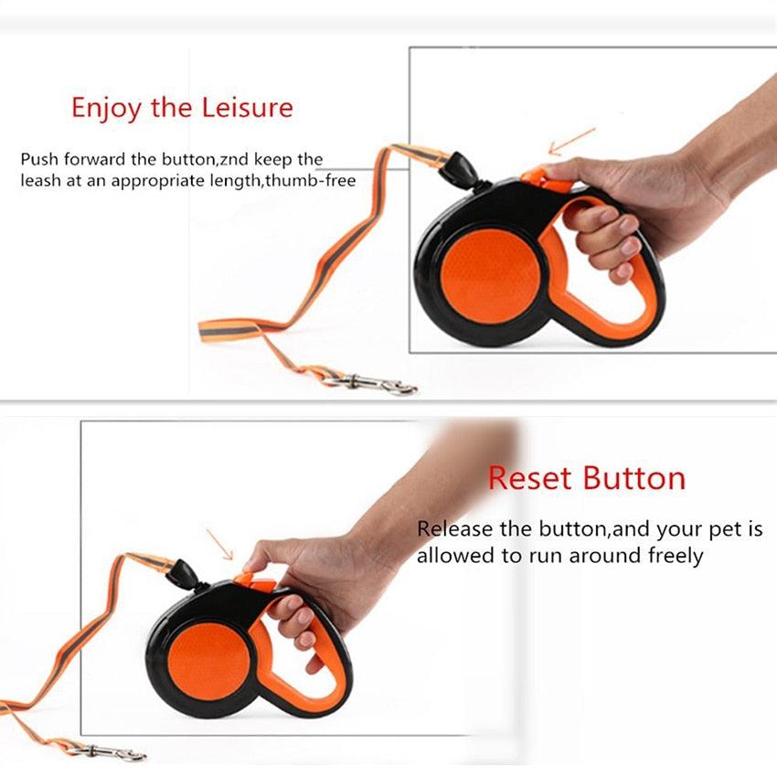 3/5/8M Durable Retractable Cat Dog Leash - Automatic Reflective Leashes - Nylon Extending Puppy Walking Running Leads (2U75)(2U70)