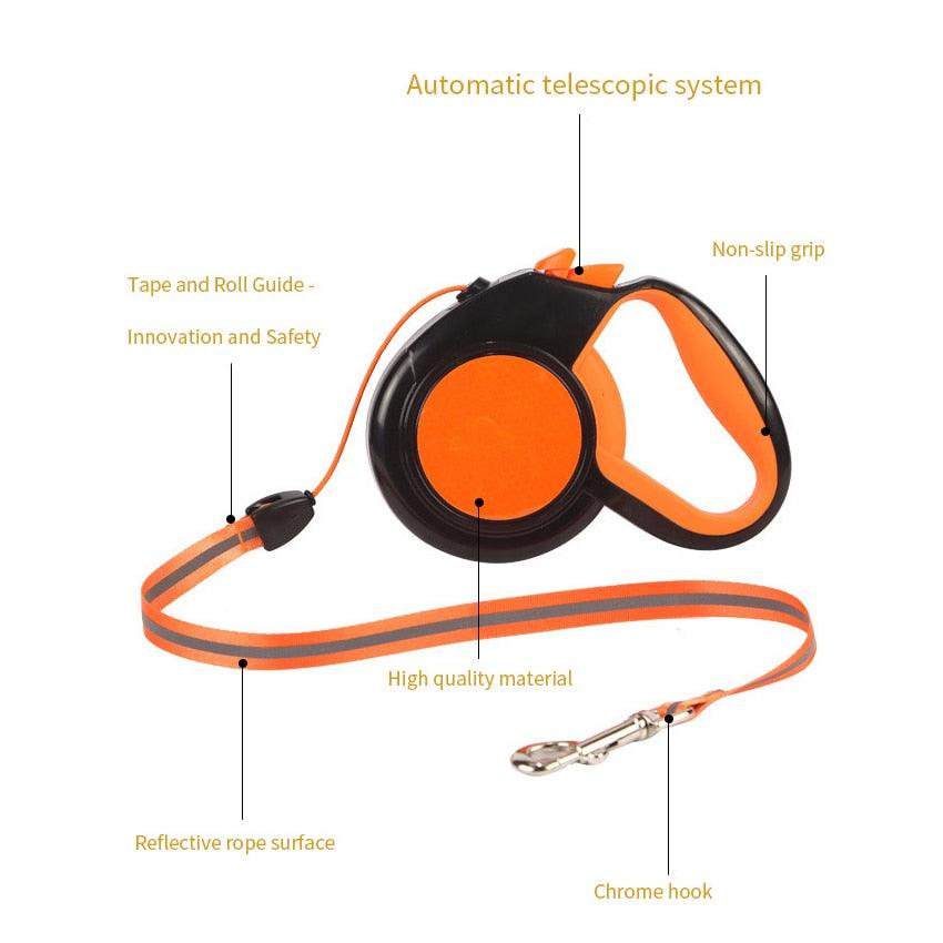 3/5/8M Durable Retractable Cat Dog Leash - Automatic Reflective Leashes - Nylon Extending Puppy Walking Running Leads (2U75)(2U70)