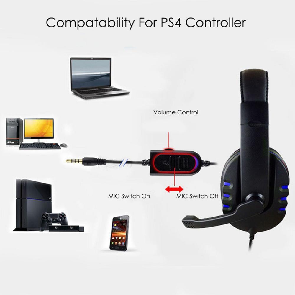 3.5mm Wired Gaming Headset PC Bass Stereo Surround Headphone Wired Computer Gamer Earphone With Mic For PS4 Laptop For XboX (AH)(1U49)