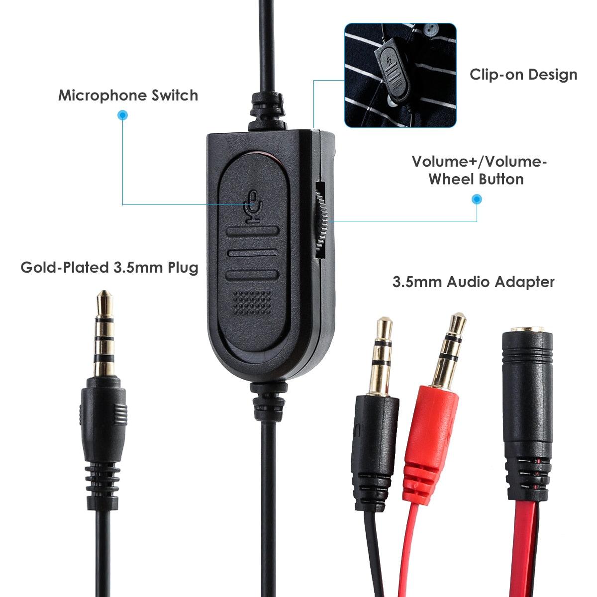 3.5mm Wired Gaming Headset PC Bass Stereo Surround Headphone Wired Computer Gamer Earphone With Mic For PS4 Laptop For XboX (AH)(1U49)