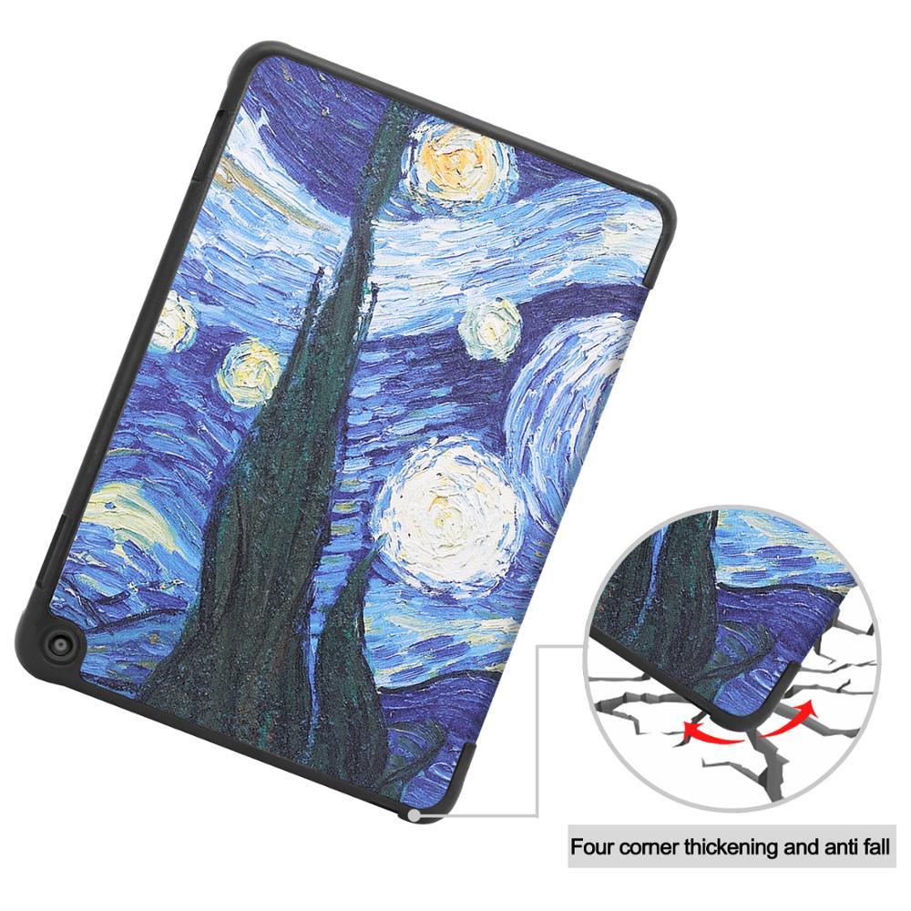 3 Fold Leather Stand Shell For Amazon Fire HD 8 Plus 2020 Cover For New Kindle Fire HD 8 2020 Case & Tempered Glass Film (D47)(TLC3)(TLC4)