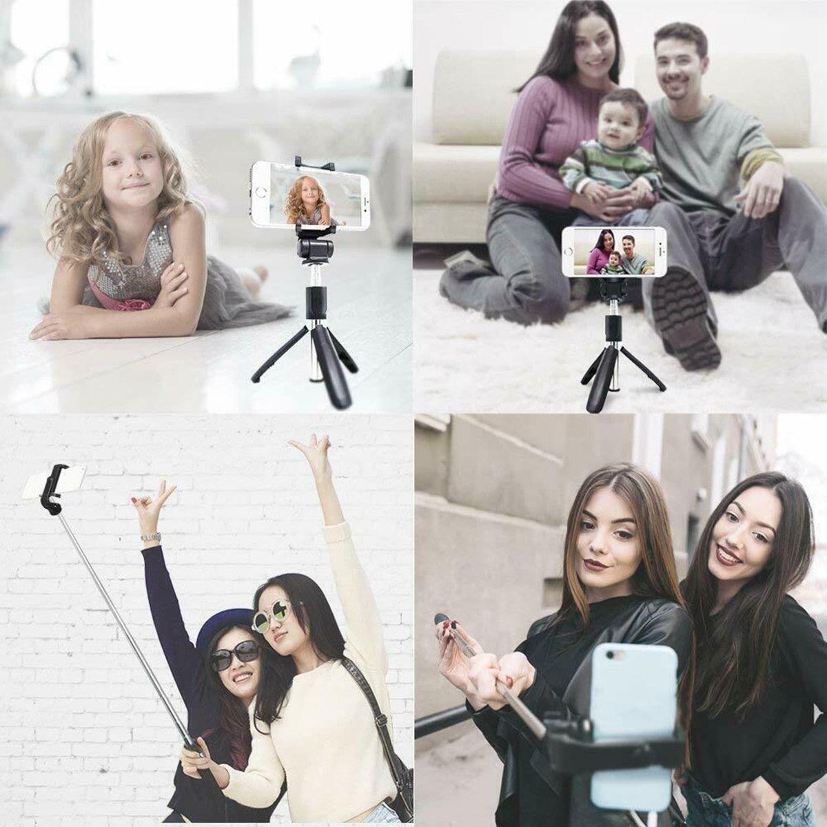 3 In 1 Portable BT Selfie Stick Remote Control Foldable Mini Tripod Extendable Monopod For Phone Photo Shooting Live Holder (RS)(1U50)