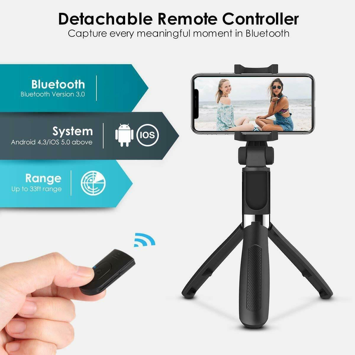 3 In 1 Portable BT Selfie Stick Remote Control Foldable Mini Tripod Extendable Monopod For Phone Photo Shooting Live Holder (RS)(1U50)