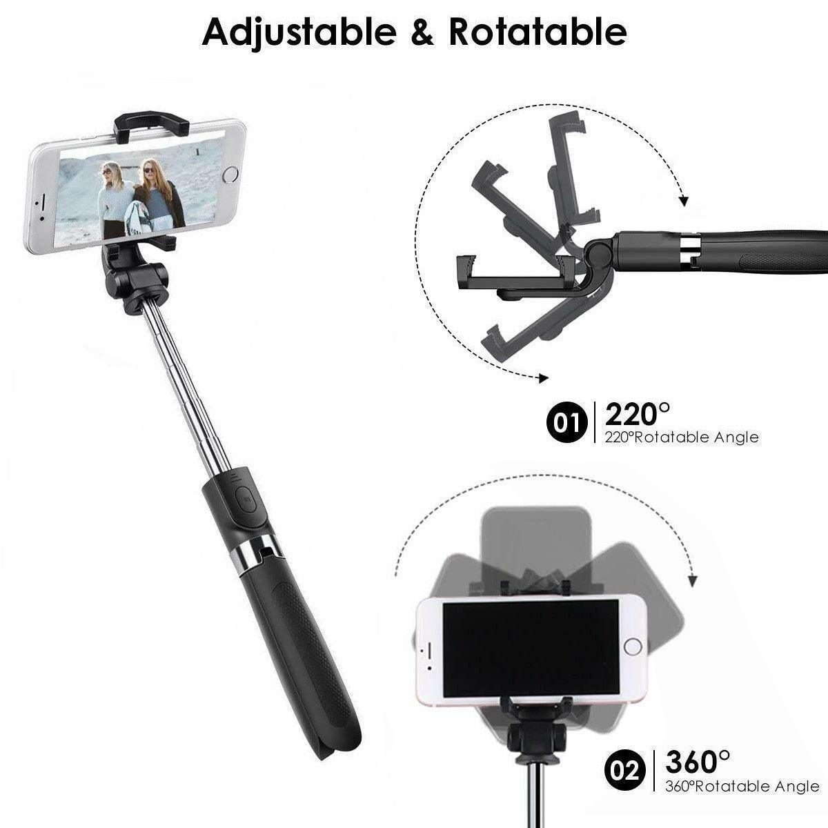 3 In 1 Portable BT Selfie Stick Remote Control Foldable Mini Tripod Extendable Monopod For Phone Photo Shooting Live Holder (RS)(1U50)