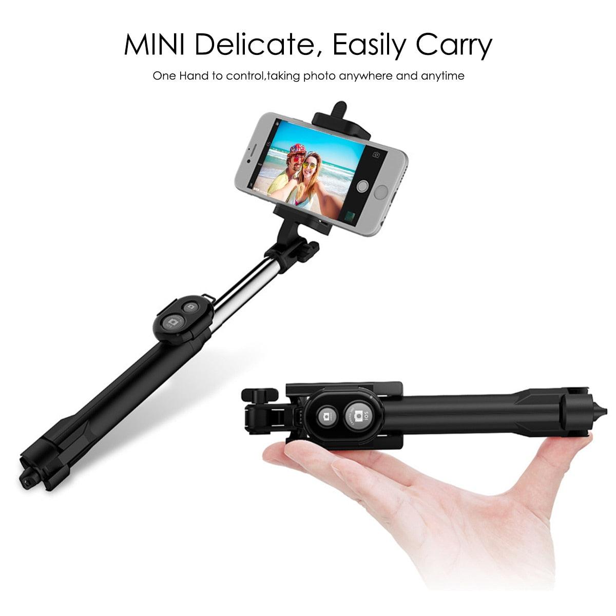 3 In 1 Wireless BT Selfie Stick Foldable Tripod Expandable Monopod Remote Shutter Handheld Selfie Stick For iPhone IOS Android (RS)(1U50)