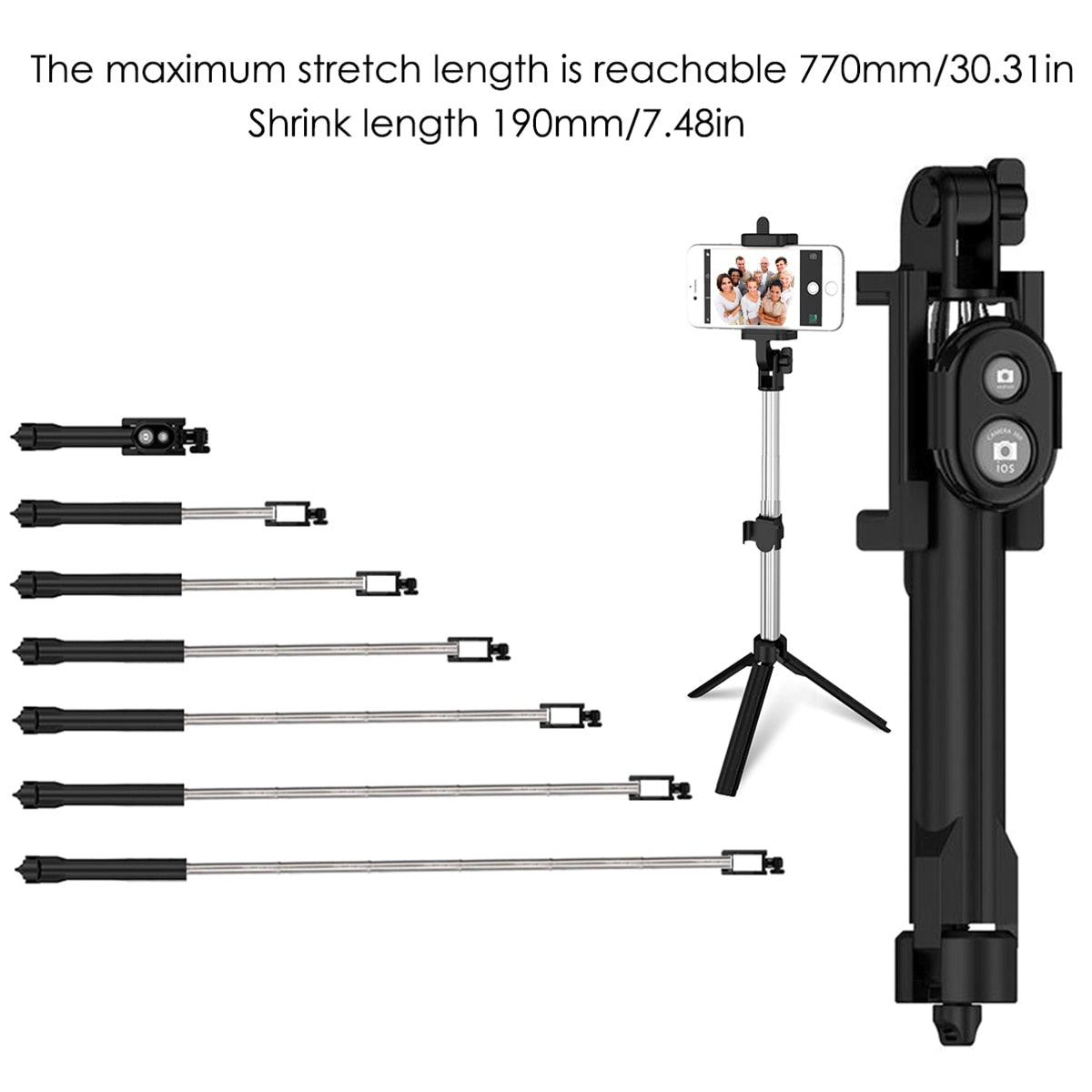 3 In 1 Wireless Selfie Stick With BT Remote Shutter Extendable Monopod Foldable Tripod Self-Timer For Mobile Phone Live Photo (RS)(1U50)