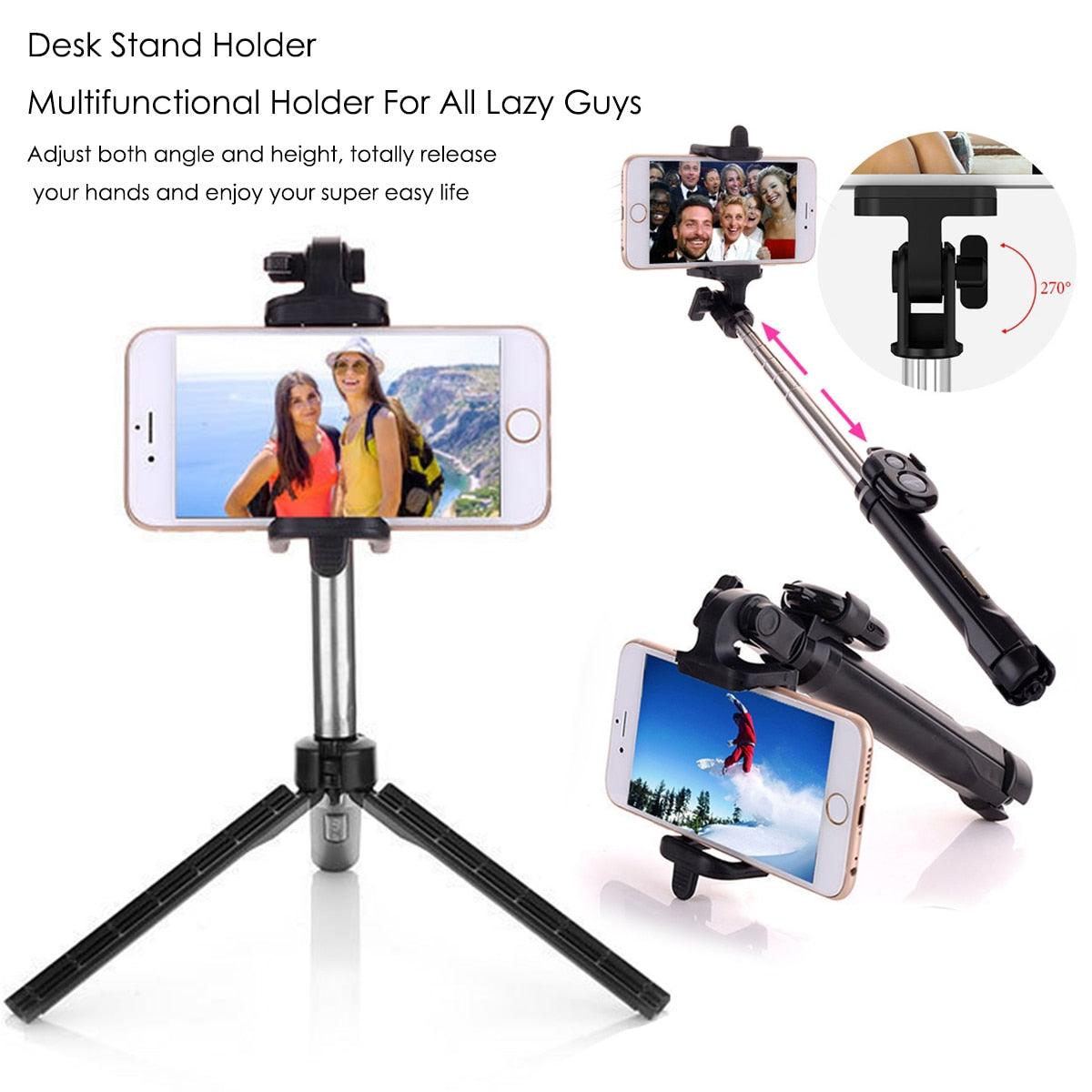 3 In 1 Wireless Selfie Stick With BT Remote Shutter Extendable Monopod Foldable Tripod Self-Timer For Mobile Phone Live Photo (RS)(1U50)