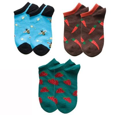 Great 3 Pairs/Set Women's Cotton Funny Ankle Socks - Print Animal Cartoon Hip hop Socks (2WH1)