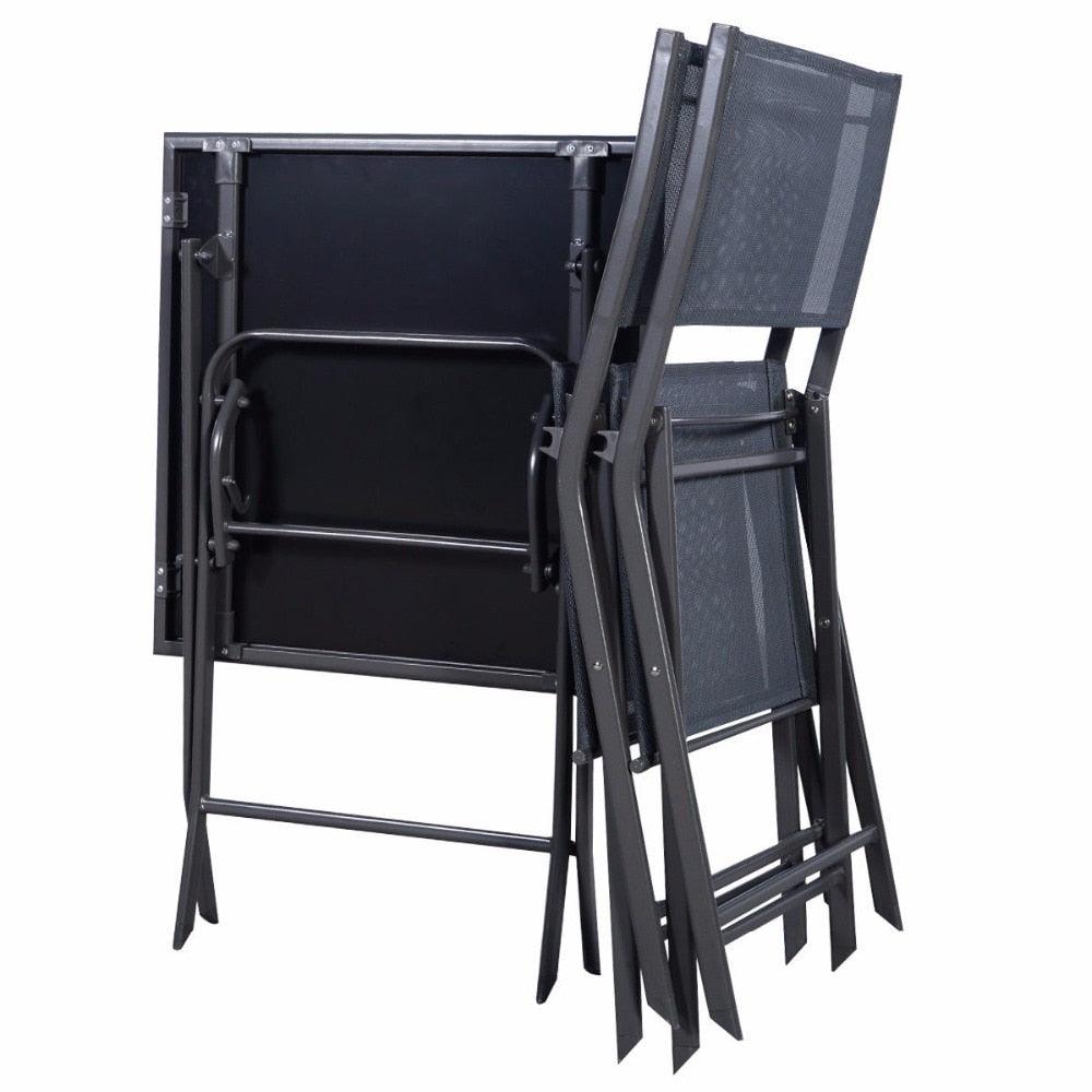 3 Pcs Bistro Set Garden Backyard Table Chairs Outdoor Patio Furniture Folding (FW1)(1U67)(F67)