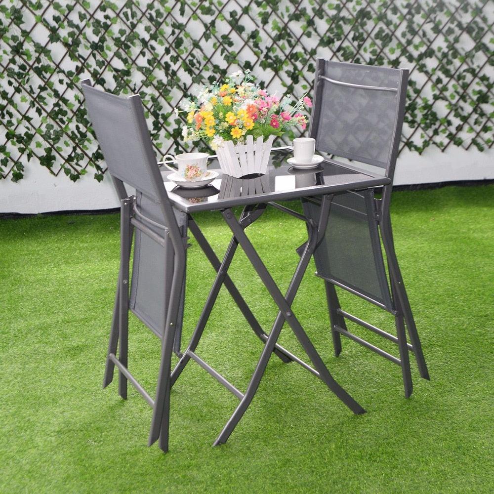 3 Pcs Bistro Set Garden Backyard Table Chairs Outdoor Patio Furniture Folding (FW1)(1U67)(F67)