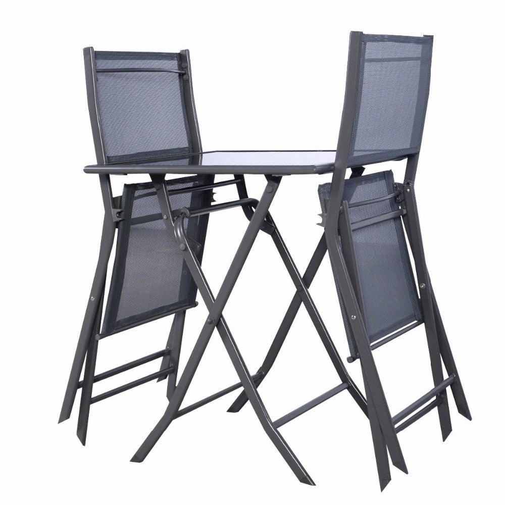 3 Pcs Bistro Set Garden Backyard Table Chairs Outdoor Patio Furniture Folding (FW1)(1U67)(F67)