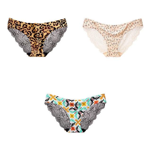 Trending 3 Pcs Women's Panties Underwear - Leopard Sexy Lace Briefs Sexy Underwear (TSP4)(TSP1)(F28)