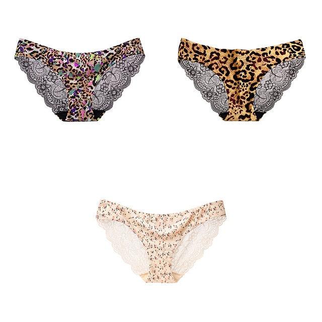 Trending 3 Pcs Women's Panties Underwear - Leopard Sexy Lace Briefs Sexy Underwear (TSP4)(TSP1)(F28)