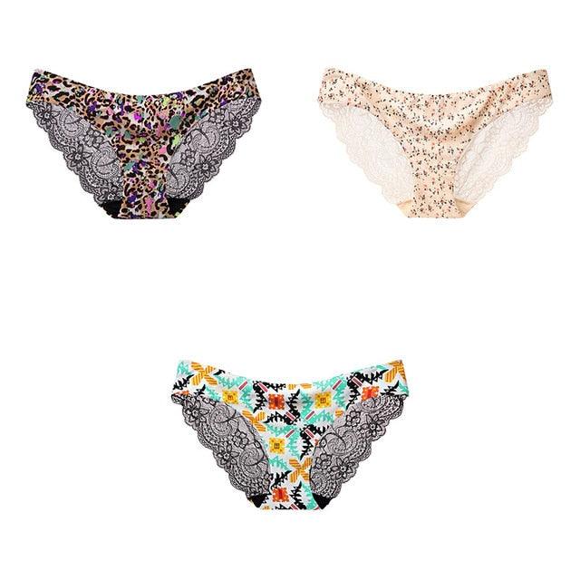 Trending 3 Pcs Women's Panties Underwear - Leopard Sexy Lace Briefs Sexy Underwear (TSP4)(TSP1)(F28)