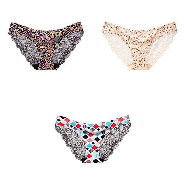 Trending 3 Pcs Women's Panties Underwear - Leopard Sexy Lace Briefs Sexy Underwear (TSP4)(TSP1)(F28)