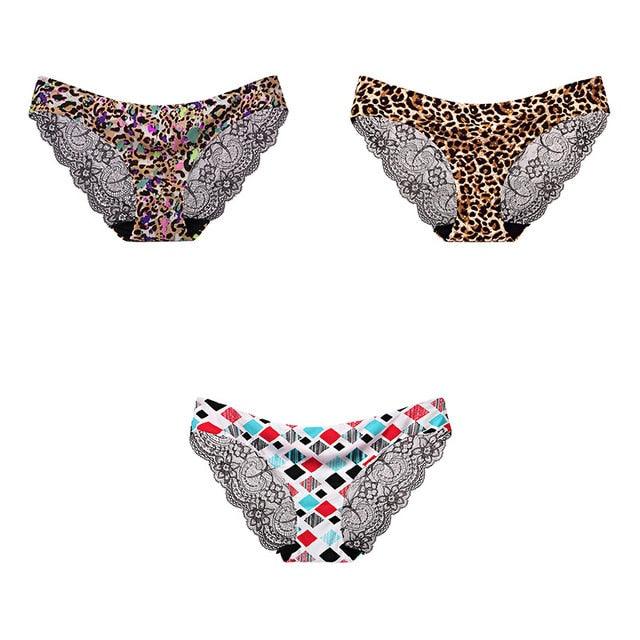 Trending 3 Pcs Women's Panties Underwear - Leopard Sexy Lace Briefs Sexy Underwear (TSP4)(TSP1)(F28)