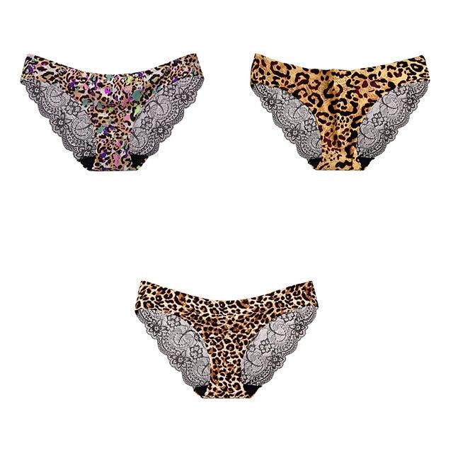 Trending 3 Pcs Women's Panties Underwear - Leopard Sexy Lace Briefs Sexy Underwear (TSP4)(TSP1)(F28)