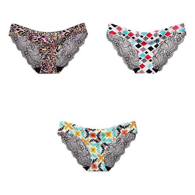 Trending 3 Pcs Women's Panties Underwear - Leopard Sexy Lace Briefs Sexy Underwear (TSP4)(TSP1)(F28)