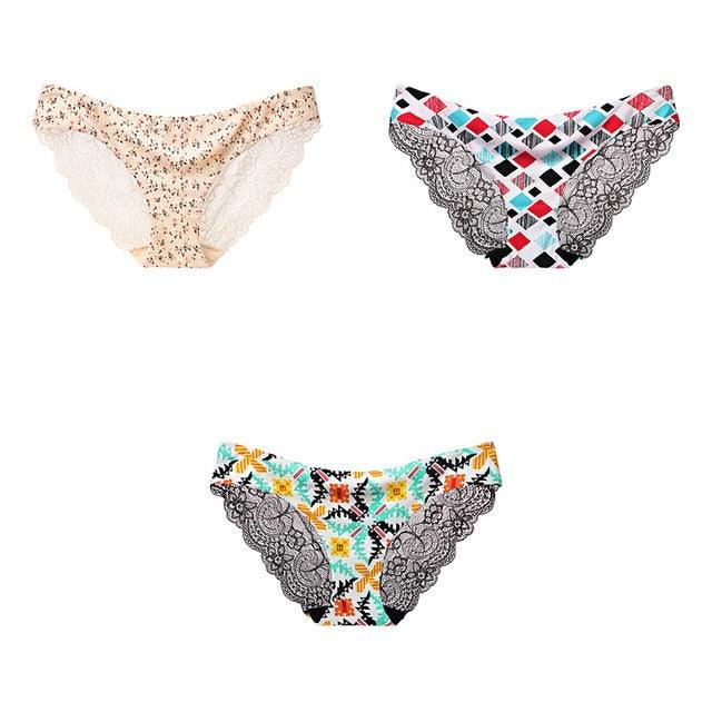 Trending 3 Pcs Women's Panties Underwear - Leopard Sexy Lace Briefs Sexy Underwear (TSP4)(TSP1)(F28)