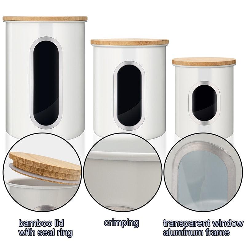 3 Pcs Storage Bin Food Container - Snack Canister Set Coffee Bean Tea Sugar Box (AK8)(1U61)