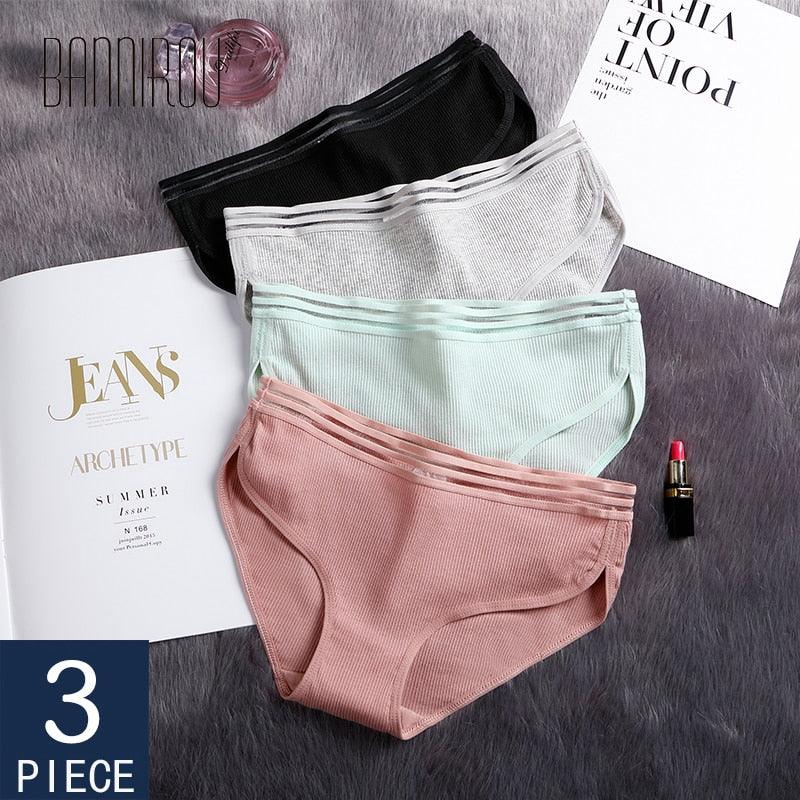 Great 3 Pcs Women's Underwear - Cotton Panties - Female Briefs Soft High Quality Underwear (TSP3)(TSP1)