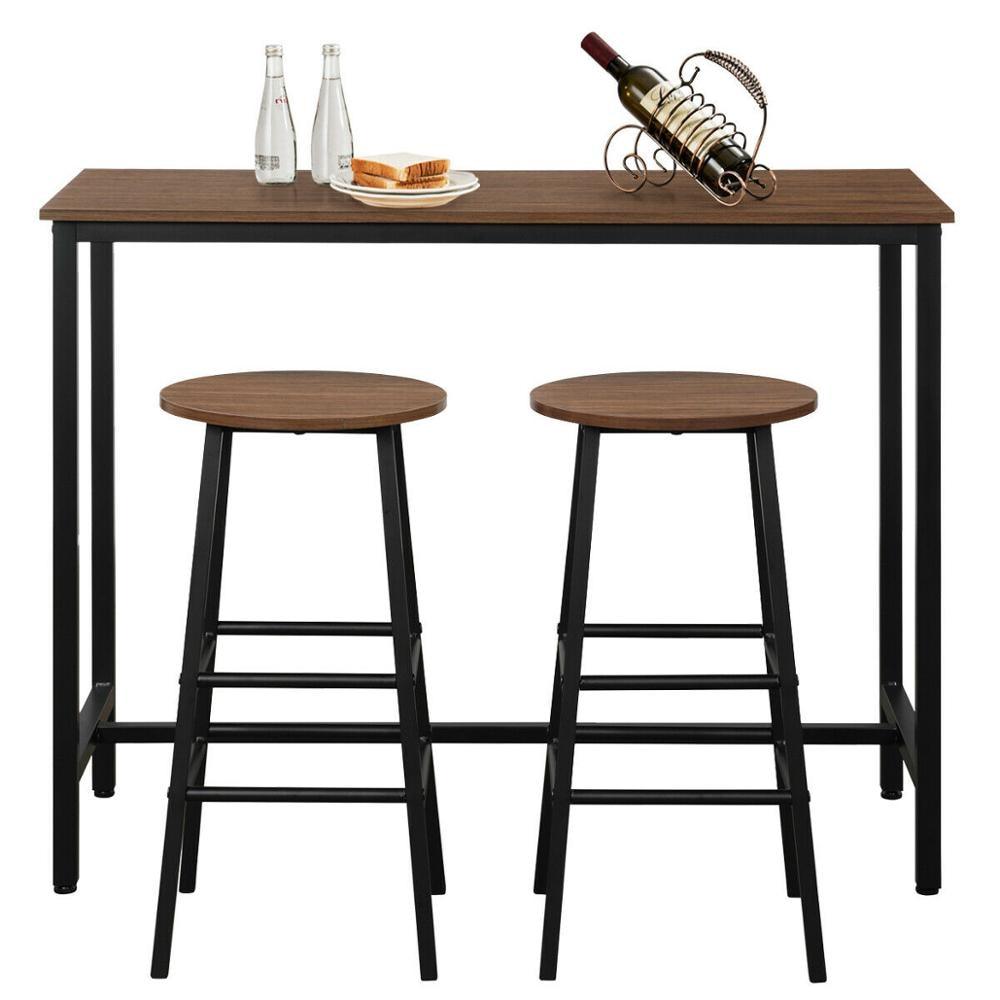 3 Piece Bar Table Set Pub Table and 2 Stools Counter Kitchen Dining Set (FW1)(FW3)(1U67)