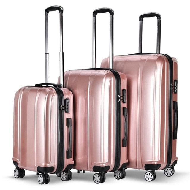 3 Piece Set 100% ABS Luggage Set - Traveling Luggage Bags with Wheels (1U78)(LT1)(LT2) (1U78)